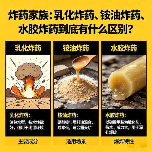 易县炸药家族：乳化炸药、铵油炸药、水胶炸药到底有什么区别？